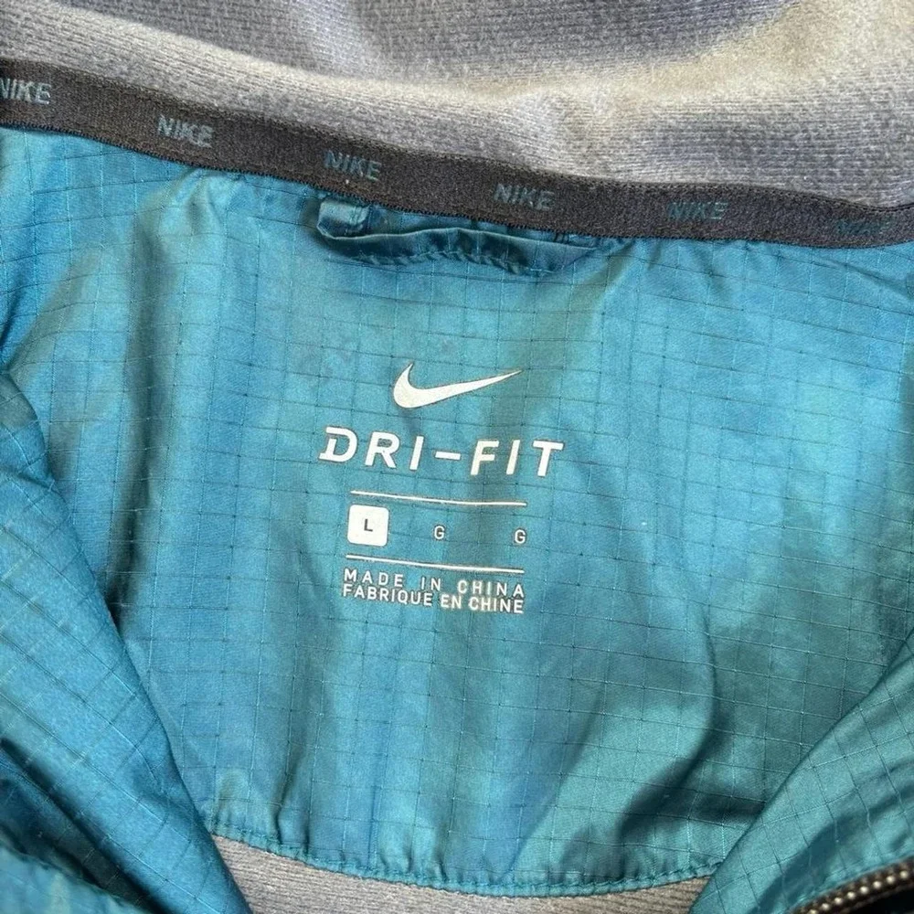 🌲 gorpcore nike teal windbreaker jacket sz Large w/ flaw see pic